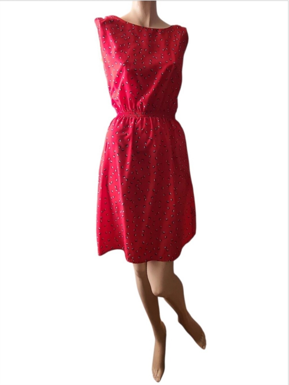 Catherine Malandrino Red Geometric Sleeveless Midi Dress - Small
